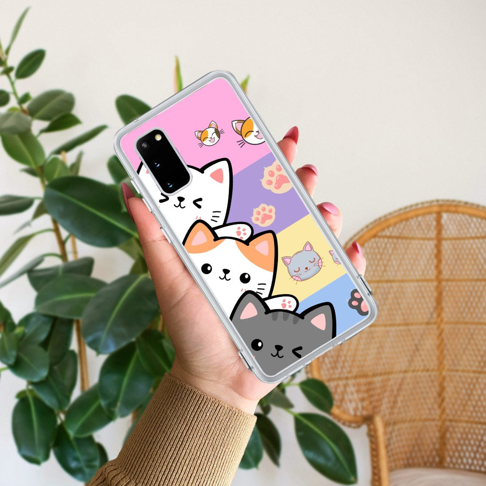 Cute Cat Transparent Silicon Case For Samsung