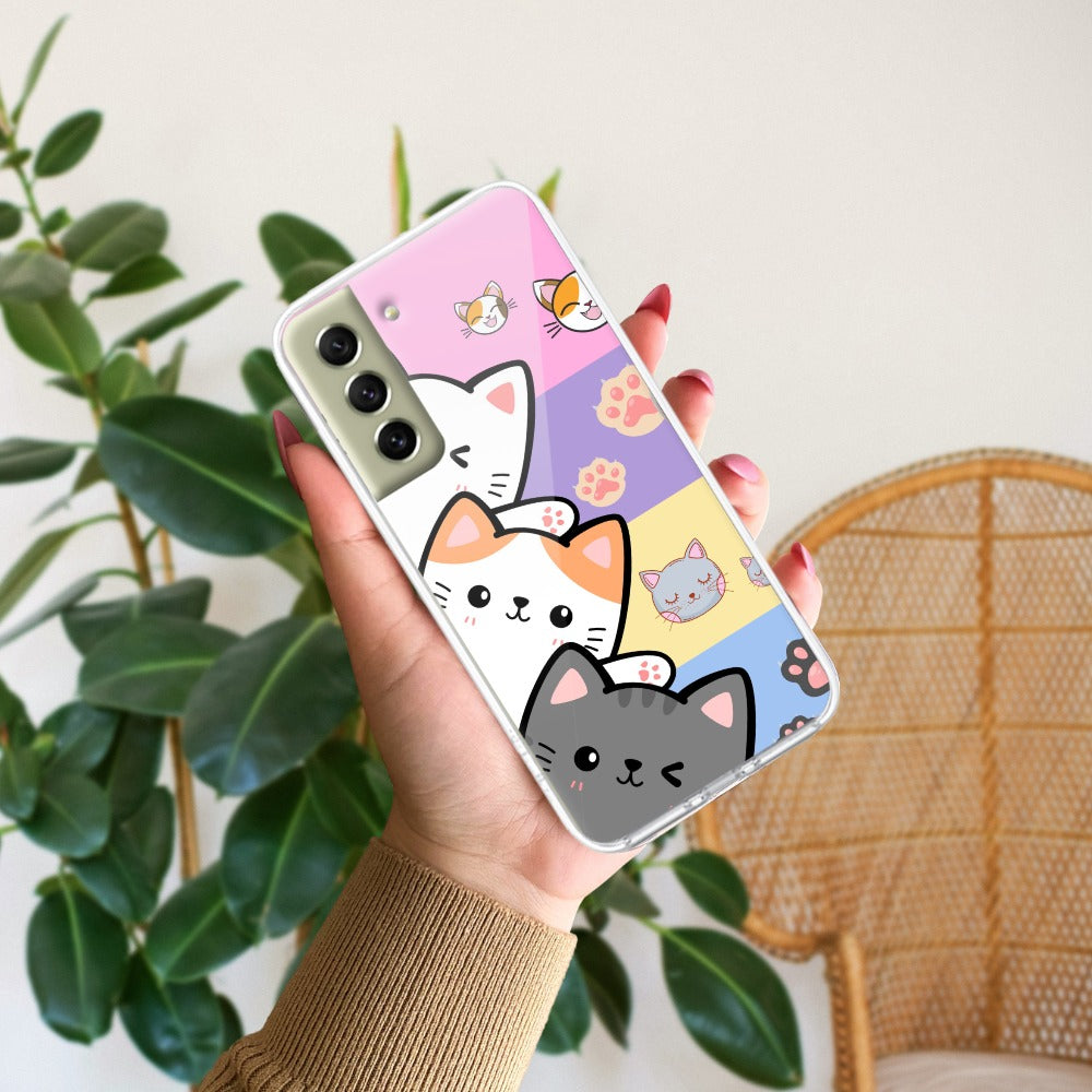 Cute Cat Transparent Silicon Case For Samsung