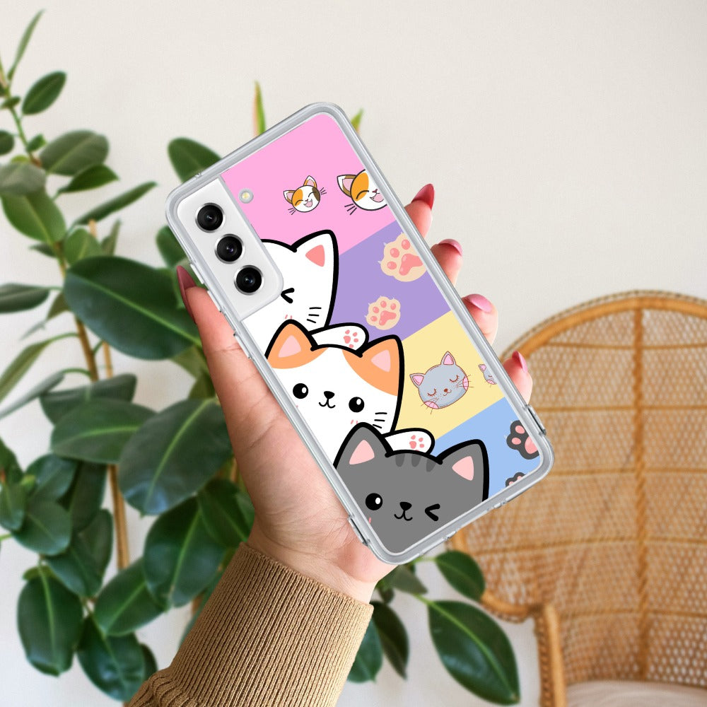 Cute Cat Transparent Silicon Case For Samsung