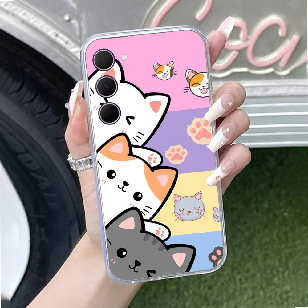 Cute Cat Anti Yellow Case For Samsung Galaxy S23 5G