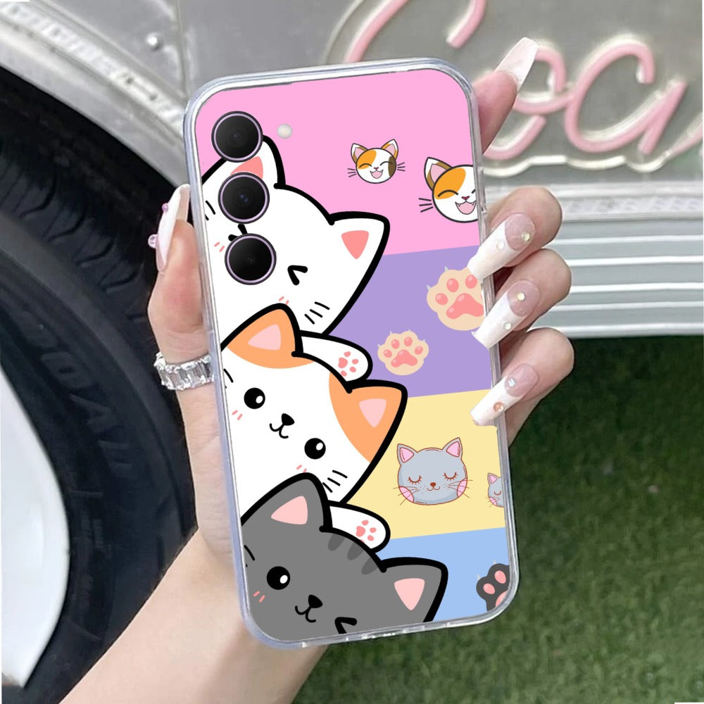 Cute Cat Transparent Silicon Case For Samsung