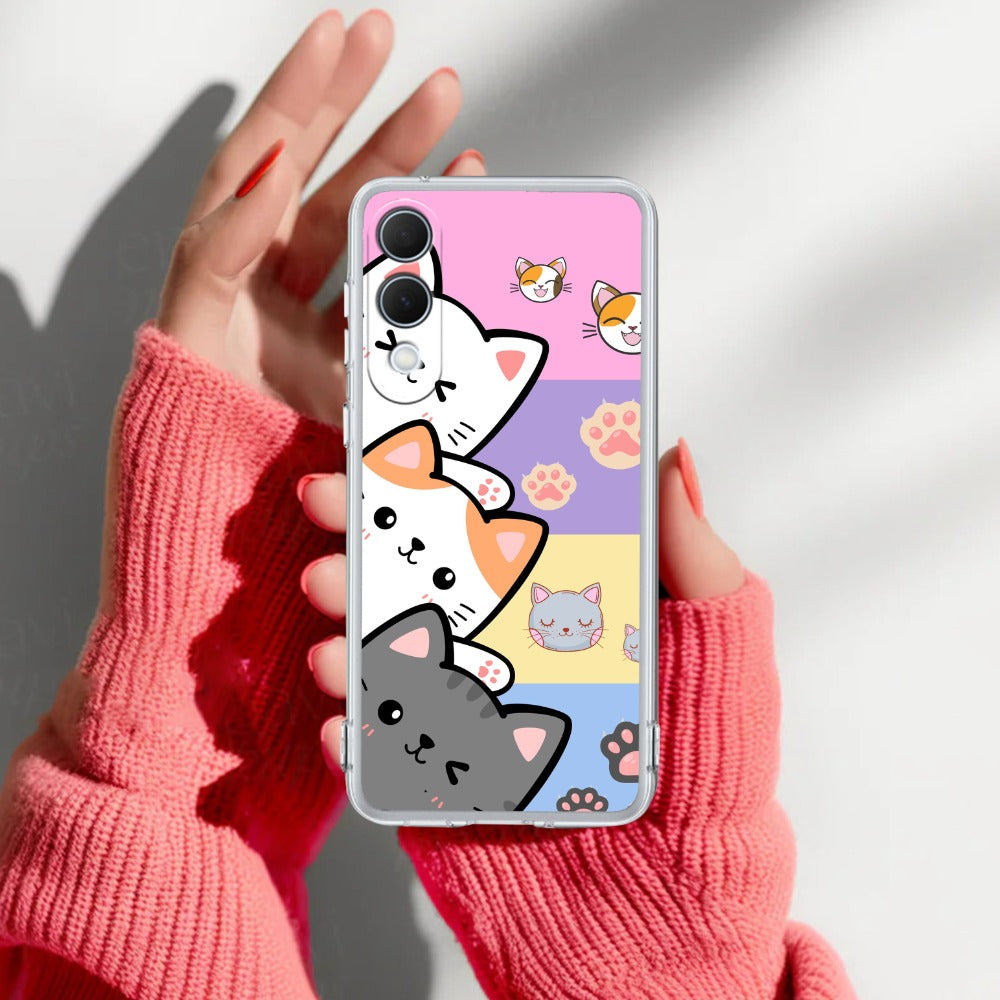 Cute Cat Transparent Silicon Case For Samsung