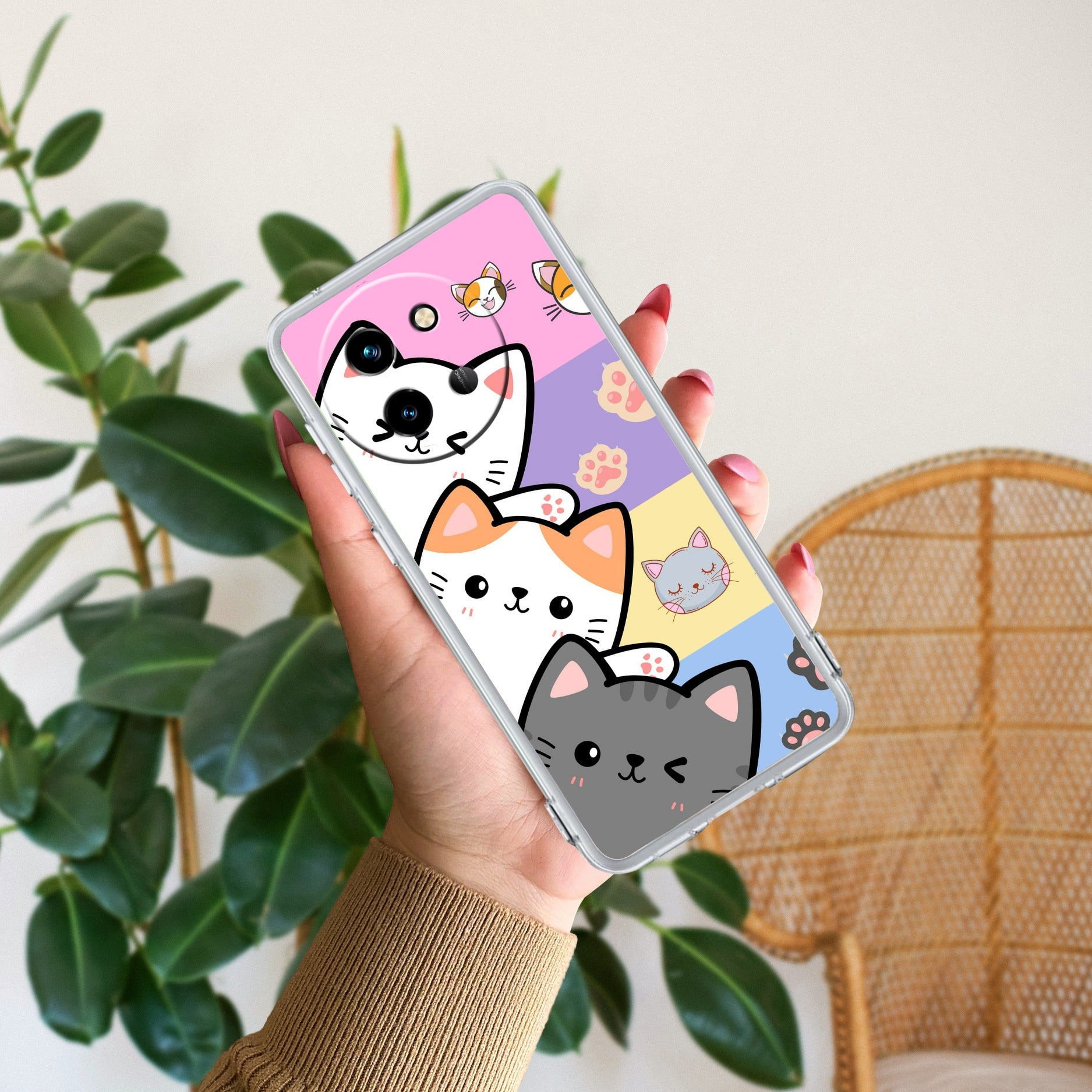 Cute Cat Transparent Silicon Case For Vivo X90 Pro Plus 5G