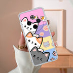 Cute Cat Transparent Silicon Case For Vivo V30 Pro 5G