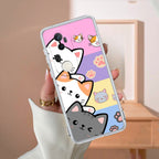 Cute Cat Transparent Silicon Case For Vivo T2 Pro 5G