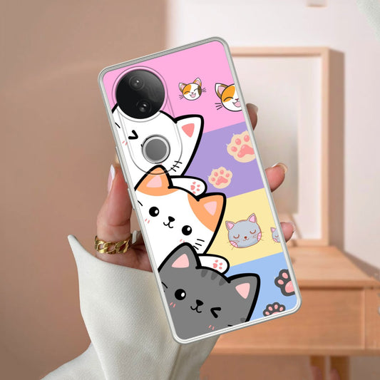 Cute Cat Transparent Silicon Case For Vivo