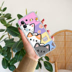 Cute Cat Transparent Silicon Case For Vivo T2 5G