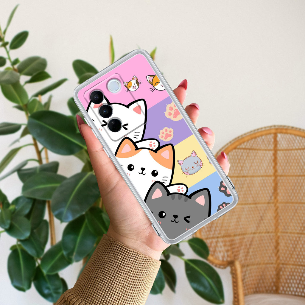 Cute Cat Anti Yellow Case For Vivo V27 Pro 5G