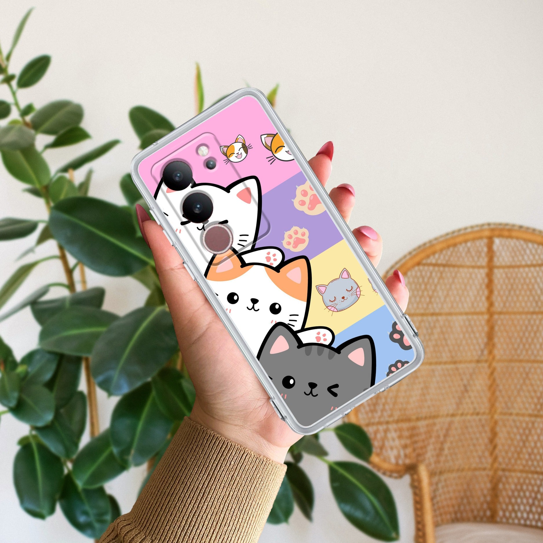 Cute Cat Anti Yellow Case For Vivo V29 Pro 5G