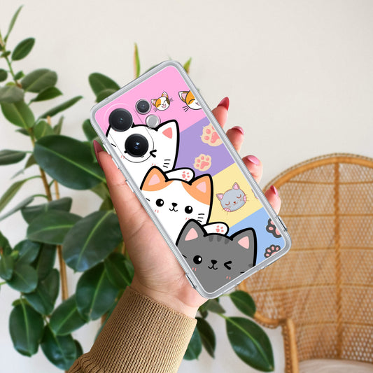 Cute Cat Transparent Silicon Case For Vivo