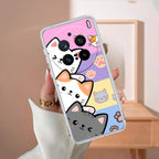 Cute Cat Transparent Silicon Case For Vivo X200 Pro 5G