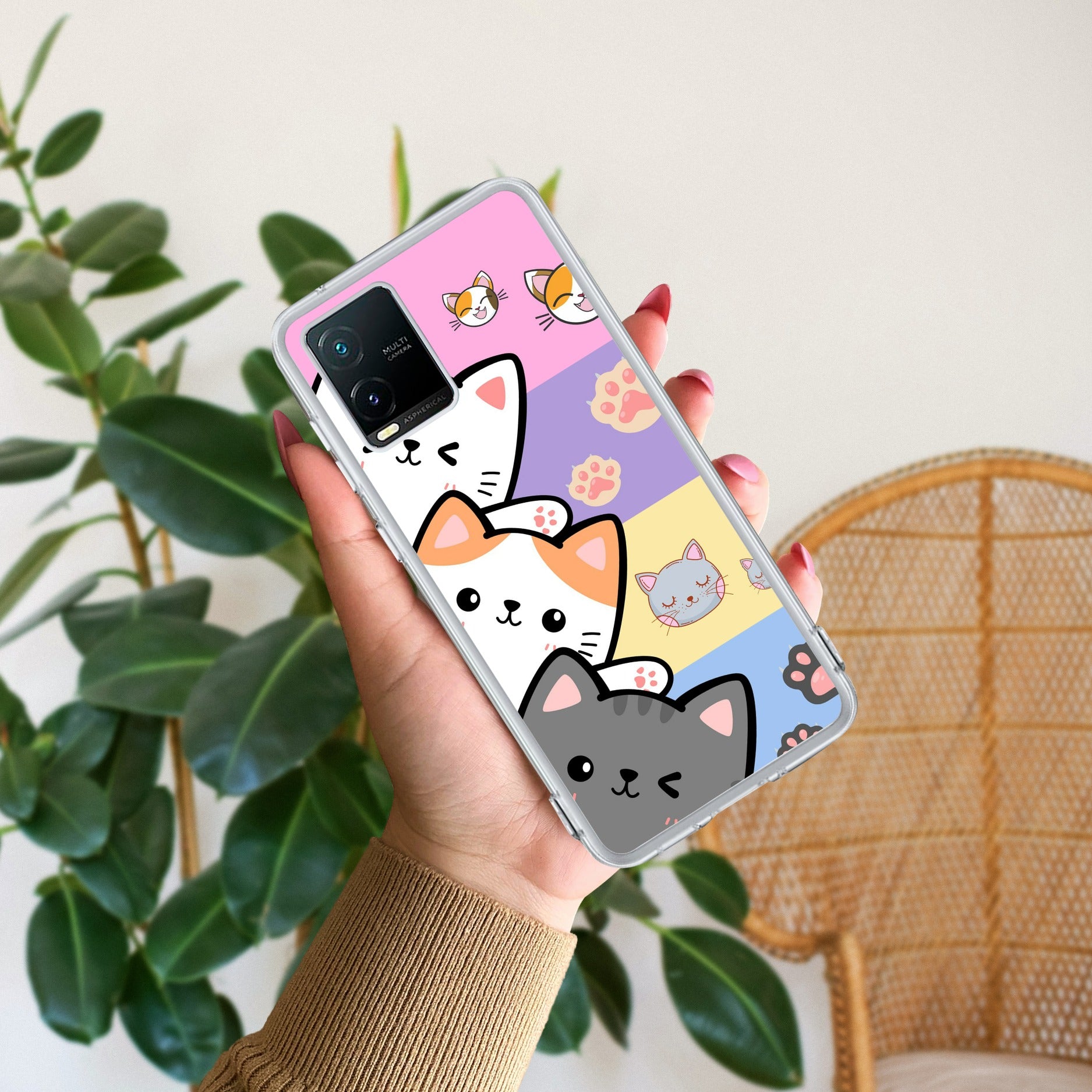 Cute Cat Anti Yellow Case For Vivo Y21 / Vivo Y21A / Vivo Y21E /Vivo Y21S/ Vivo Y21T