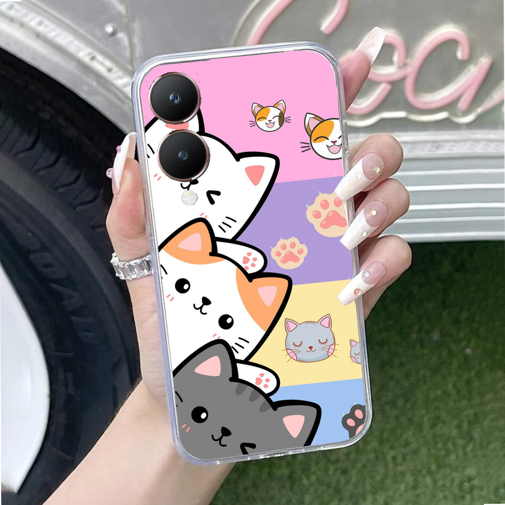 Cute Cat Customize Anti Yellow Case For Vivo Y28 5G