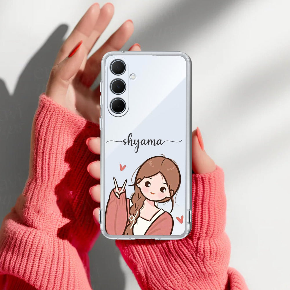 Cute Charm Customize Transparent Silicon Case For Samsung