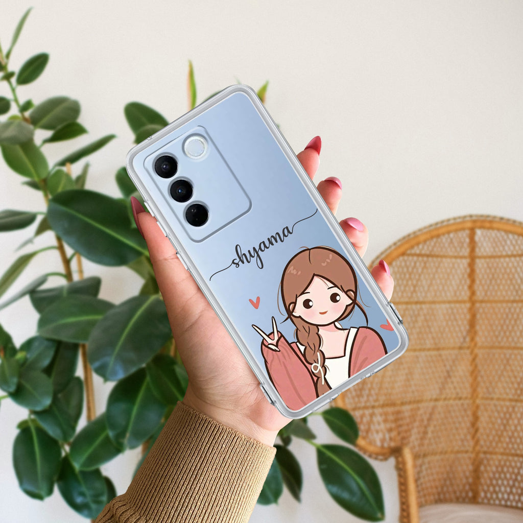 Cute Charm Customize Transparent Silicon Case For Vivo Y35