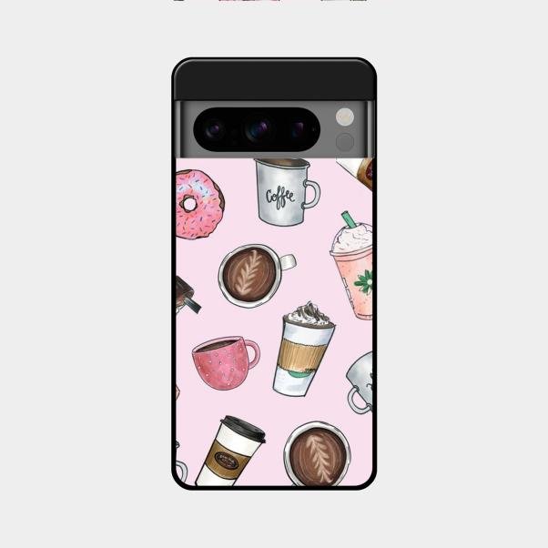 Cute Coffee Snacks Glass Case Cover For Google Pixel 8 Pro 5G