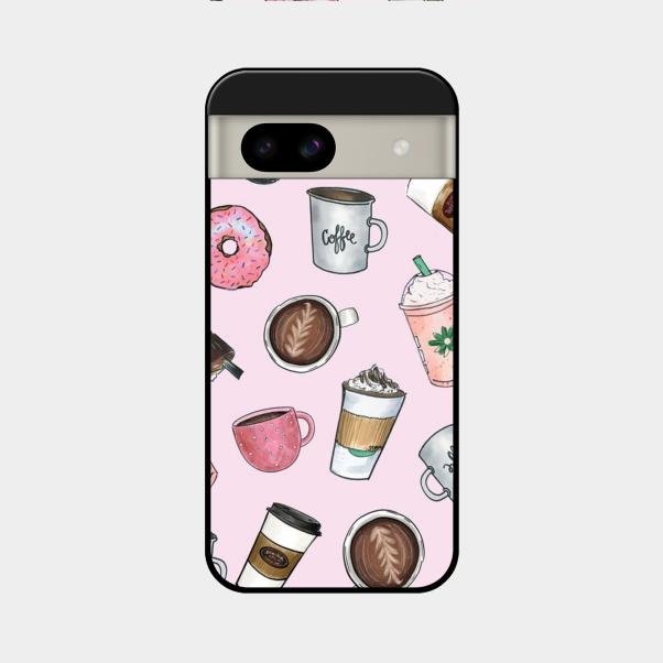 Cute Coffee Snacks Glass Case Cover For Google Pixel 8A 5G