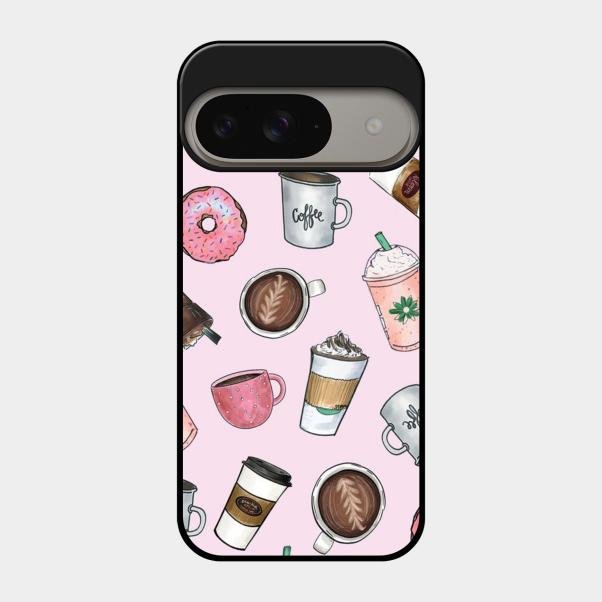 Cute Coffee Snacks Glass Case Cover For Google Pixel 9 5G