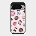 Cute Coffee Snacks Glass Case Cover For Google Pixel 9 Pro Xl