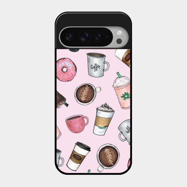 Cute Coffee Snacks Glass Case Cover For Google Pixel 9 Pro Xl
