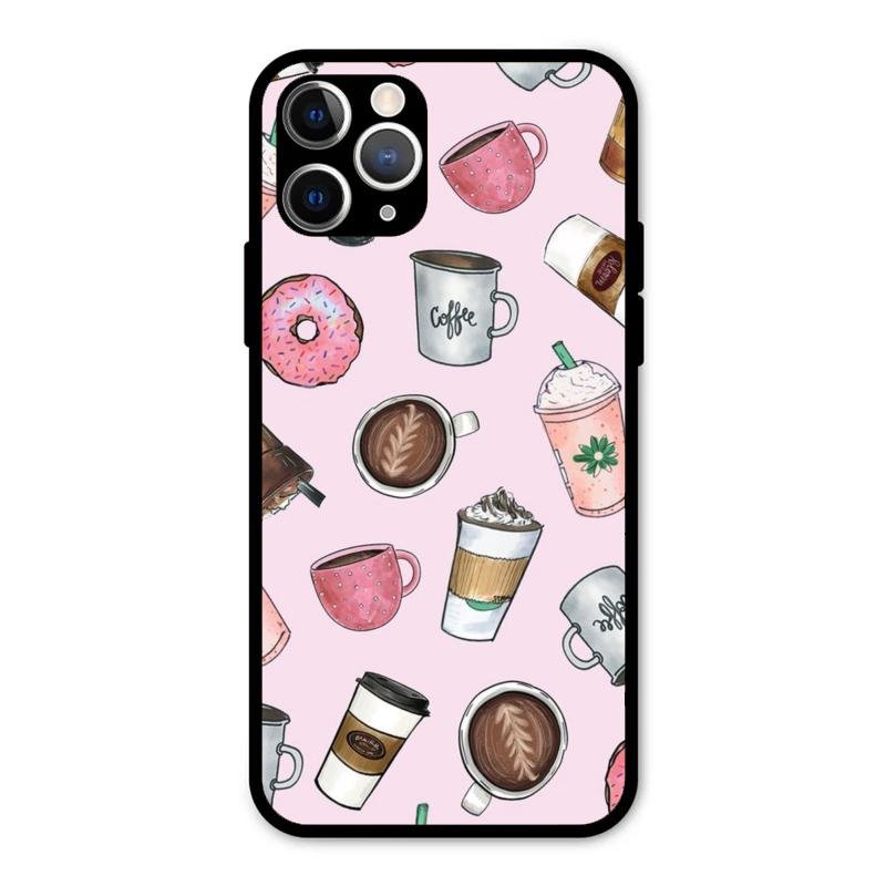 Cute Coffee Snacks Glass Case Cover For iPhone 11 Pro