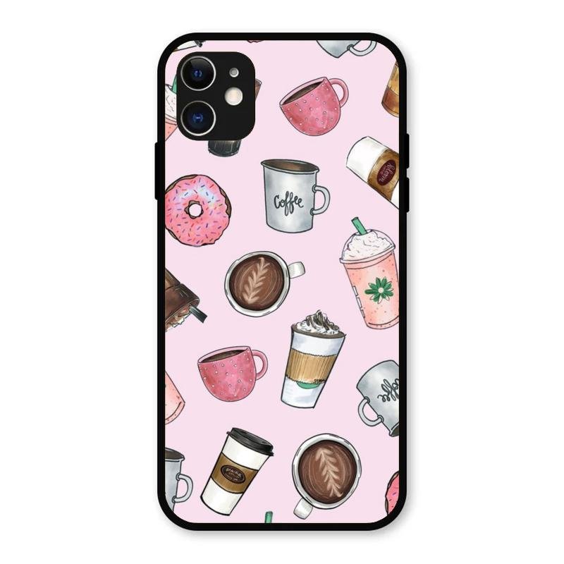 Cute Coffee Snacks Glass Case Cover For iPhone 11