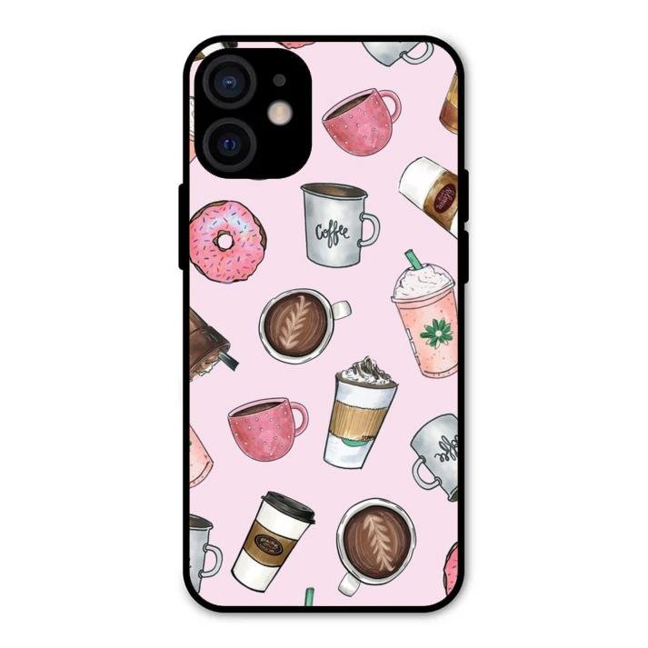 Cute Coffee Snacks Glass Case Cover For iPhone 12 mini