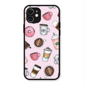 Cute Coffee Snacks Glass Case Cover For iPhone 12