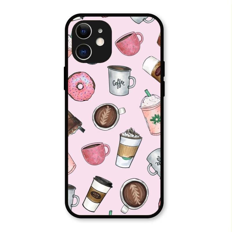 Cute Coffee Snacks Glass Case Cover For iPhone 12