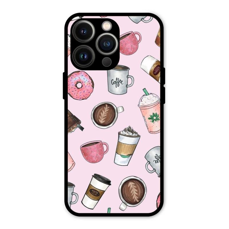 Cute Coffee Snacks Glass Case Cover For iPhone 13 Pro Max