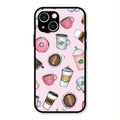 Cute Coffee Snacks Glass Case Cover For iPhone 13