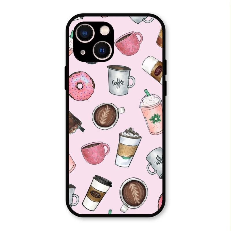Cute Coffee Snacks Glass Case Cover For iPhone 13
