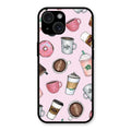 Cute Coffee Snacks Glass Case Cover For iPhone 15 Plus