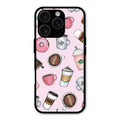 Cute Coffee Snacks Glass Case Cover For iPhone 16 Pro