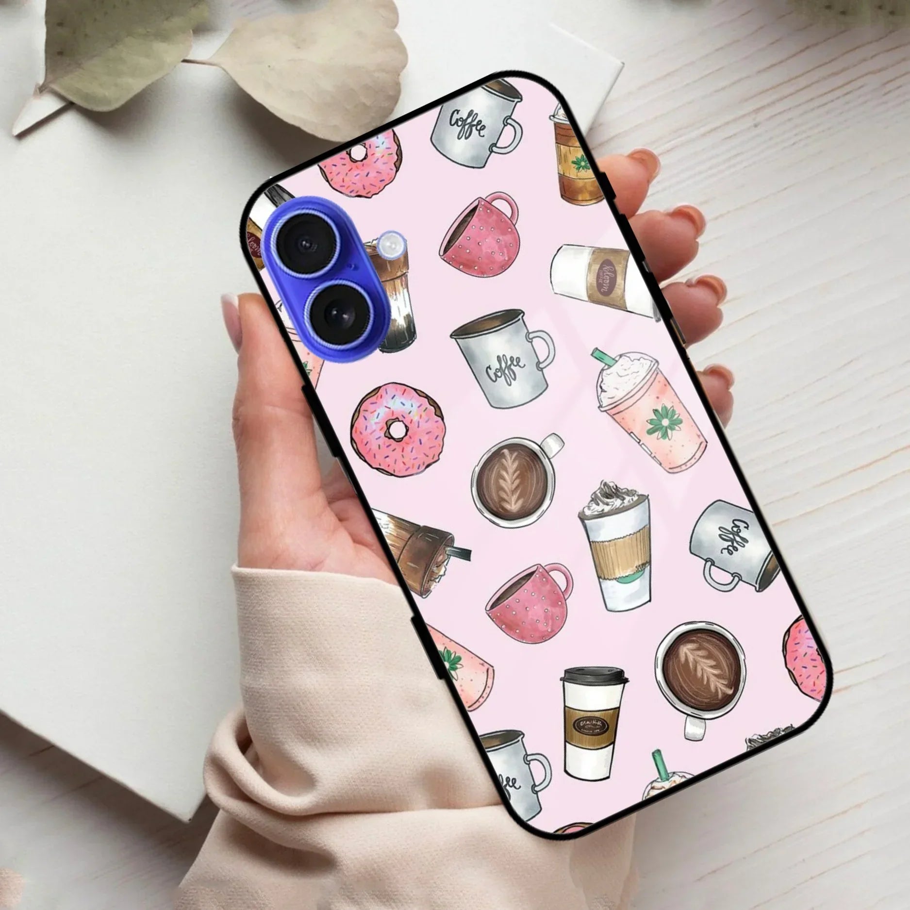 Cute Coffee Snacks Glass Case Cover For iPhone - ShopOnCliQ
