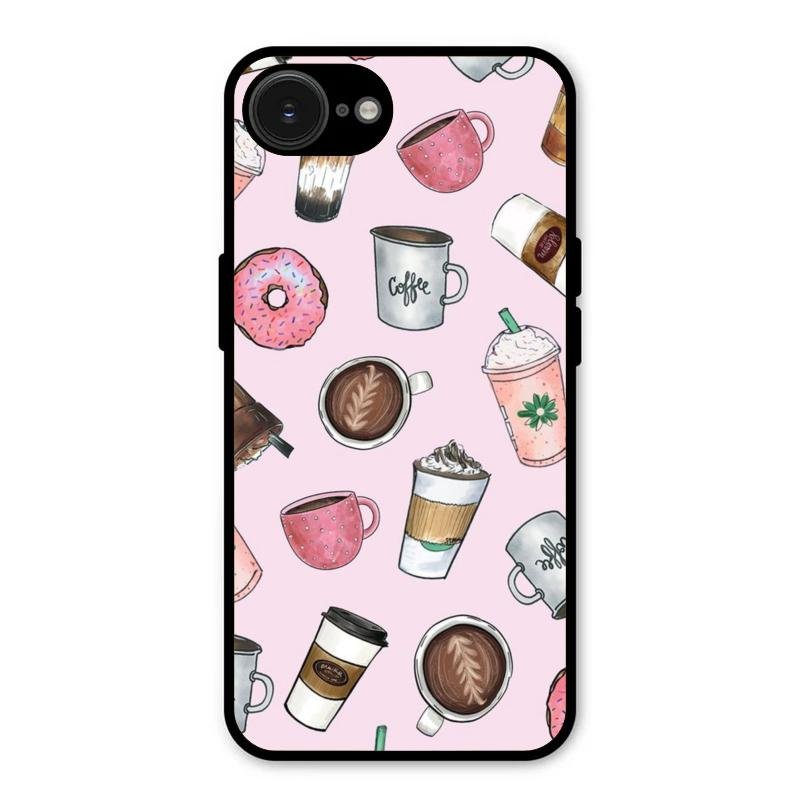 Cute Coffee Snacks Glass Case Cover For iPhone 16e