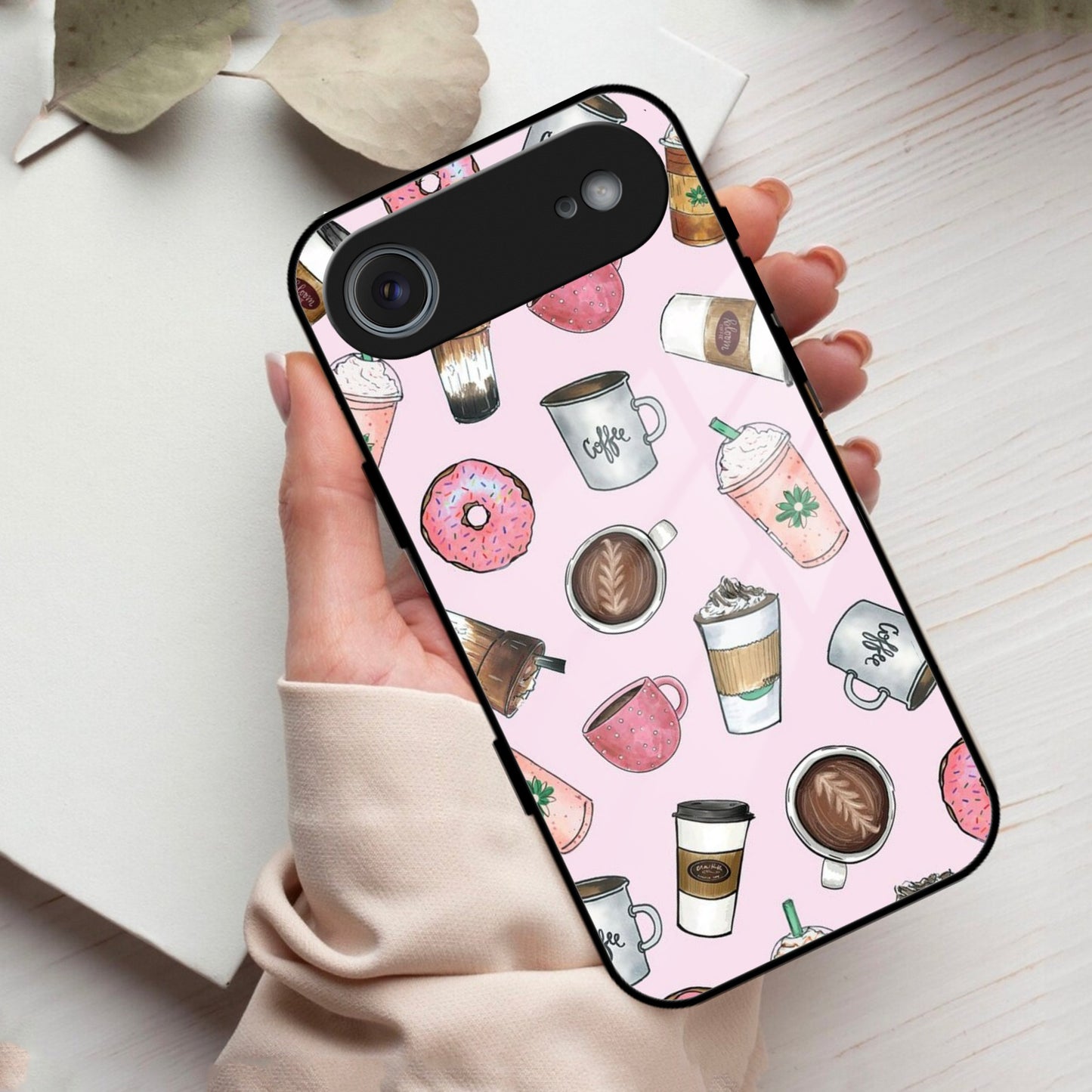 Cute Coffee Snacks Glass Case Cover For iPhone