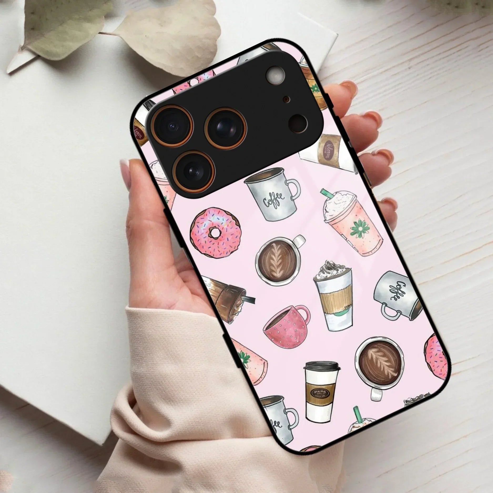 Cute Coffee Snacks Glass Case Cover For iPhone - ShopOnCliQ
