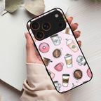 Cute Coffee Snacks Glass Case Cover For iPhone 17 Pro
