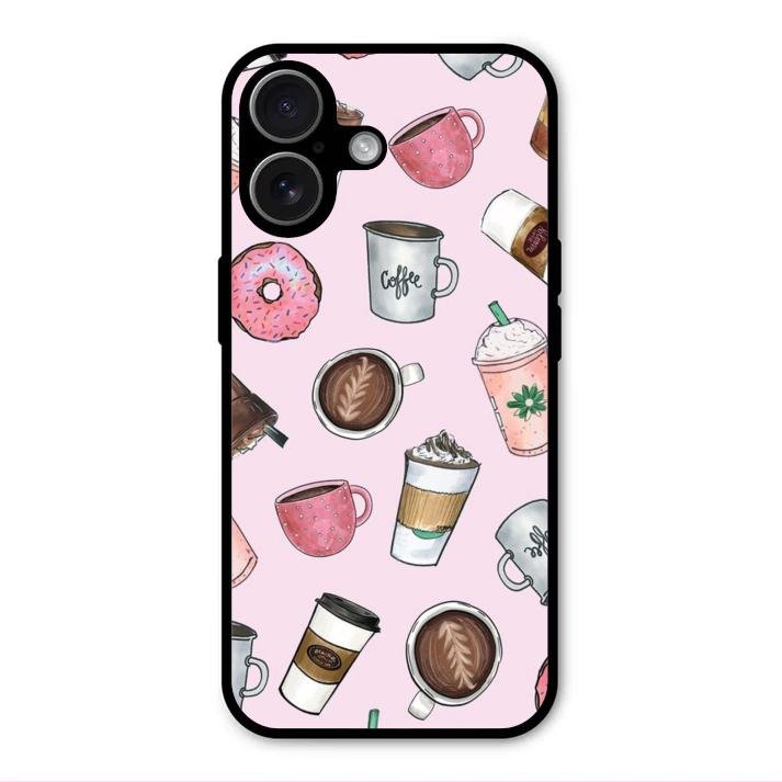 Cute Coffee Snacks Glass Case Cover For iPhone 17
