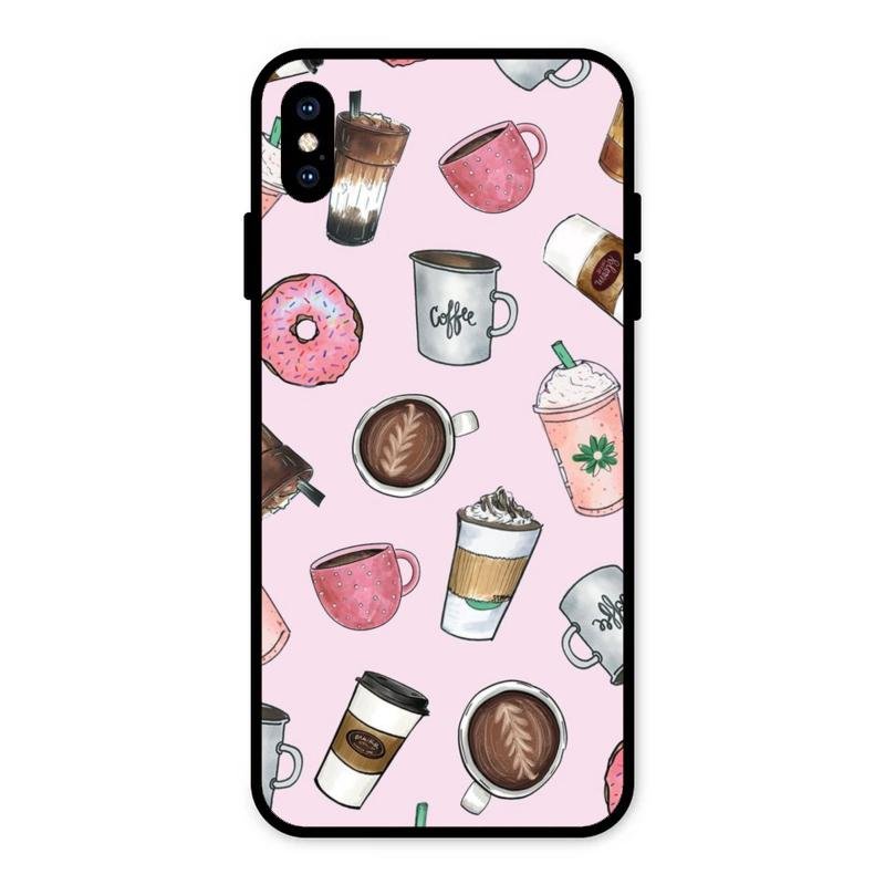 Cute Coffee Snacks Glass Case Cover For iPhone XS Max
