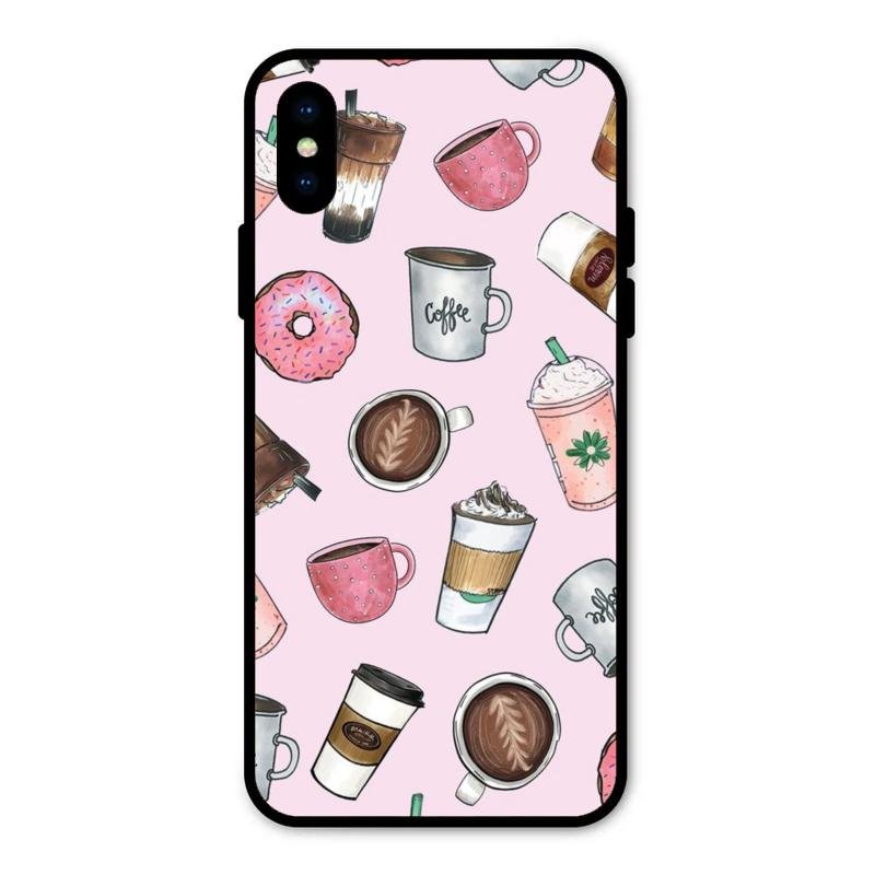 Cute Coffee Snacks Glass Case Cover For iPhone XS