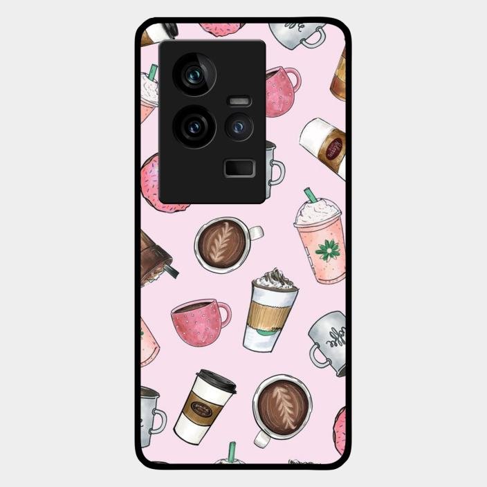 Cute Coffee Snacks Glass Case Cover For Iqoo 11 5G