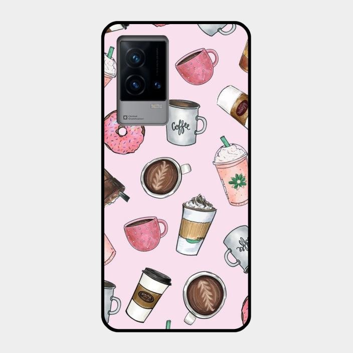 Cute Coffee Snacks Glass Case Cover For Iqoo 9 5G