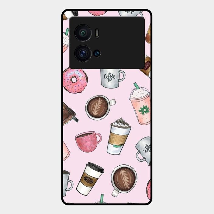 Cute Coffee Snacks Glass Case Cover For Iqoo 9 Pro 5G