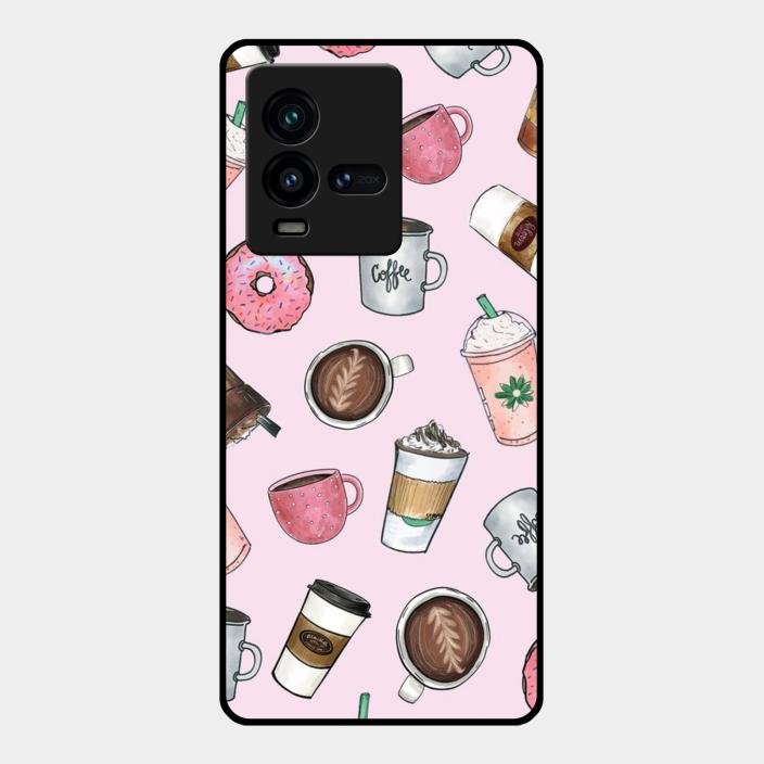 Cute Coffee Snacks Glass Case Cover For Iqoo 9T 5G