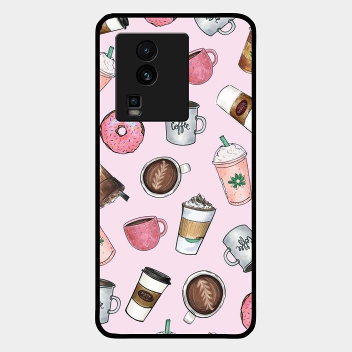 Cute Coffee Snacks Glass Case Cover For Iqoo Neo 7 Pro 5G