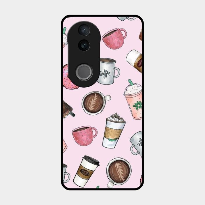 Cute Coffee Snacks Glass Case Cover For Iqoo Z10R