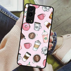 Cute Coffee Snacks Glass Case Cover For iQOO - ShopOnCliQ