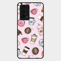 Cute Coffee Snacks Glass Case Cover For Iqoo Z5 5G